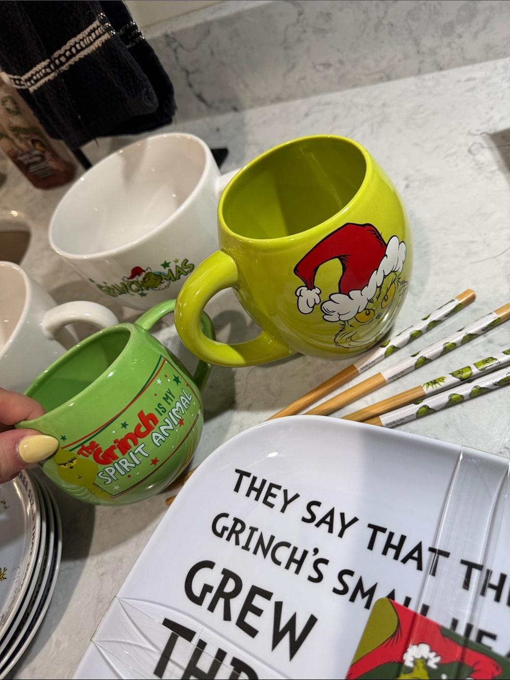 The grinch mugs one standard and one large